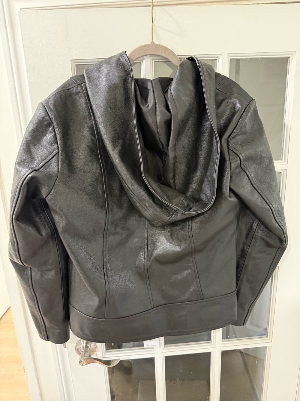 Men's Black Leather Hooded Jacket - Classic Style